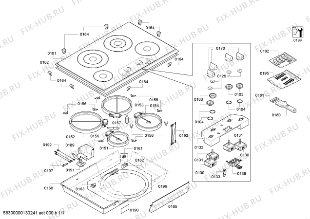 Схема №1 CEM304FS с изображением Стеклокерамика для плиты (духовки) Bosch 00680706
