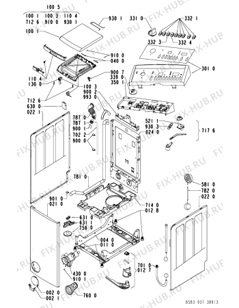 Схема №2 WATE 9573/2 с изображением Модуль (плата) Whirlpool 481221458072