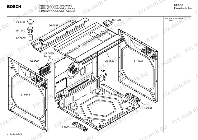 Взрыв-схема плиты (духовки) Bosch HBN4322CC - Схема узла 05