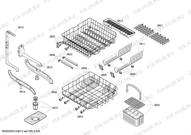 Взрыв-схема посудомоечной машины Bosch SGU53E12SK - Схема узла 06