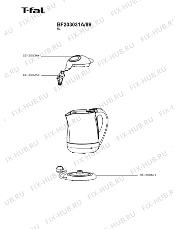 Схема №1 BF253922/87 с изображением Крышечка для чайника (термопота) Tefal SS-200344