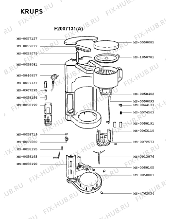 Взрыв-схема кофеварки (кофемашины) Krups F2007131(A) - Схема узла Q0000095.7Q2