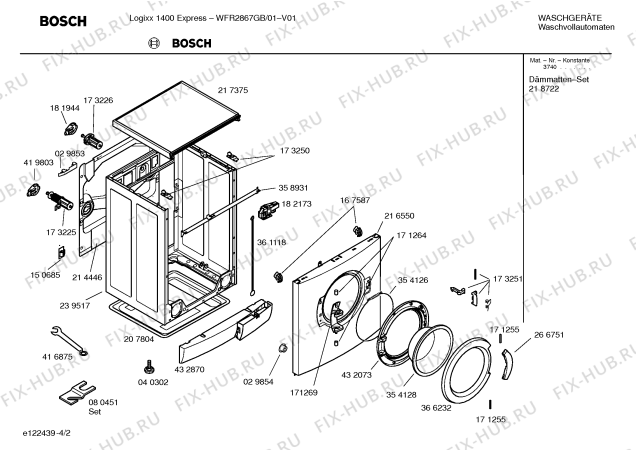 Взрыв-схема стиральной машины Bosch WFR2867GB Logixx 1400 Express - Схема узла 02