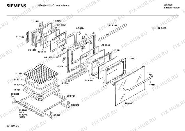 Взрыв-схема плиты (духовки) Siemens HE68241 - Схема узла 03
