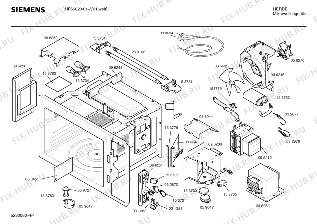 Взрыв-схема микроволновой печи Siemens HF66020 - Схема узла 04