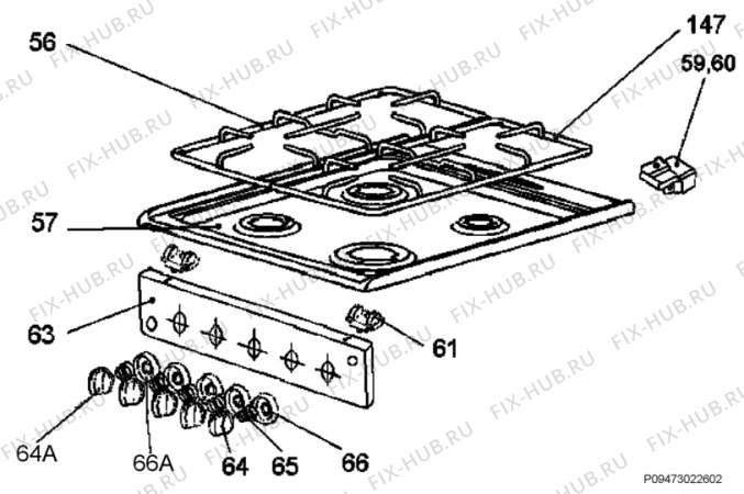 Взрыв-схема плиты (духовки) Electrolux EKG5006 - Схема узла Section 4