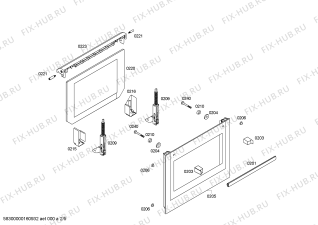 Взрыв-схема плиты (духовки) Bosch HBA13B253A H.BO.NP.LHA.IN.GLASS.B2/.X.E0_C/// - Схема узла 02