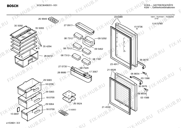 Взрыв-схема холодильника Bosch KGE36490 - Схема узла 02
