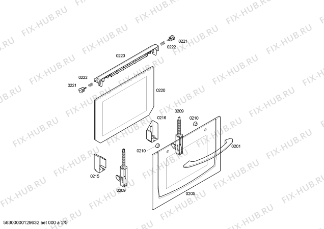 Схема №1 HBN560520B с изображением Ручка для электропечи Bosch 00435795