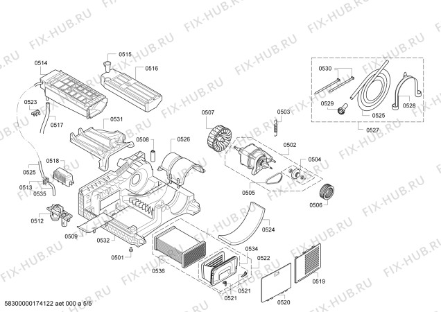 Взрыв-схема сушильной машины Bosch WTE84307FF Avantixx 7 - Схема узла 05