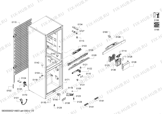 Схема №1 KG39NXW33 с изображением Ручка двери для холодильника Bosch 00755105