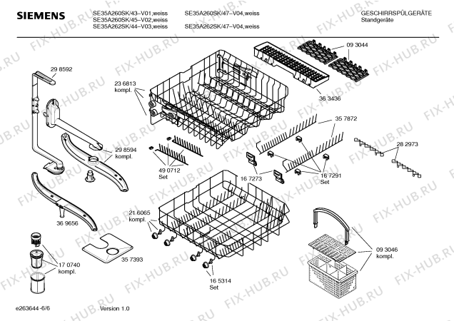 Взрыв-схема посудомоечной машины Siemens SE35A262SK - Схема узла 06