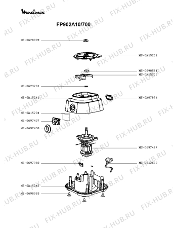 Схема №2 FP902A10/700 с изображением Корпусная деталь для кухонного измельчителя Moulinex MS-0A07874