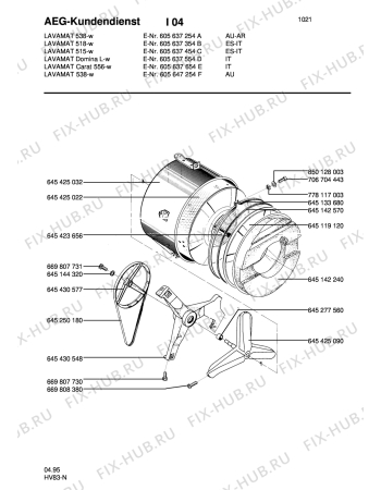 Взрыв-схема стиральной машины Aeg LAVCARAT 556 - Схема узла Tub and drum