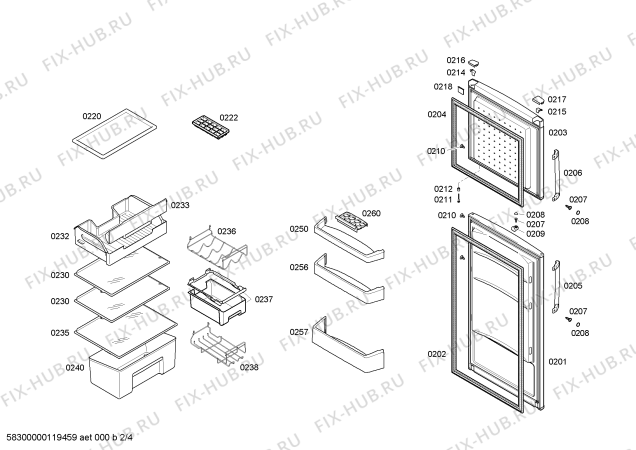 Взрыв-схема холодильника Bosch KDN30X00GB - Схема узла 02