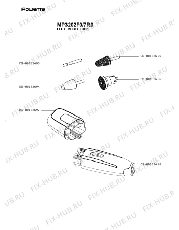 Схема №1 MP3202F0/7R0 с изображением Элемент корпуса для электроэпилятора Rowenta CS-00132698