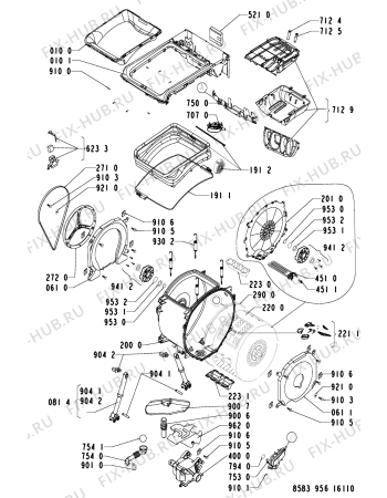 Схема №1 WAT 95650/1 с изображением Обшивка для стиралки Whirlpool 481245212321