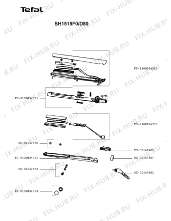 Схема №1 SH1515F0/D80 с изображением Часть корпуса для электрофена Tefal FS-9100034381