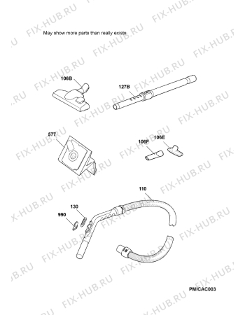 Взрыв-схема пылесоса Electrolux Z1034V - Схема узла Accessories