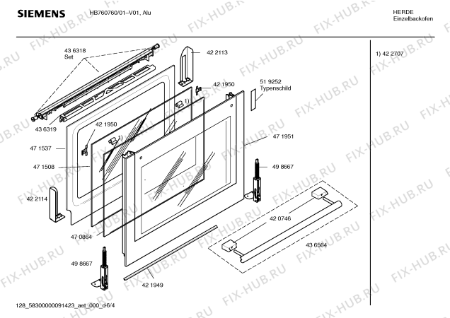 Схема №2 HB760760 с изображением Фронтальное стекло для плиты (духовки) Siemens 00471951