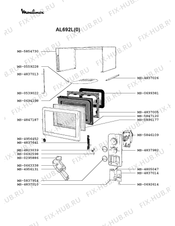 Взрыв-схема микроволновой печи Moulinex AL692L(0) - Схема узла IP002349.0P2