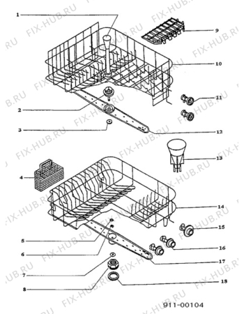 Взрыв-схема посудомоечной машины Zanker 4654UW - Схема узла Baskets, tubes 061