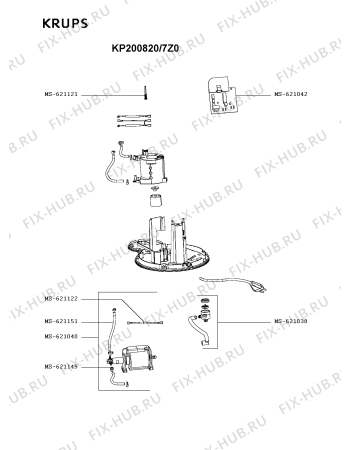 Взрыв-схема кофеварки (кофемашины) Krups KP200820/7Z0 - Схема узла FP003349.5P2