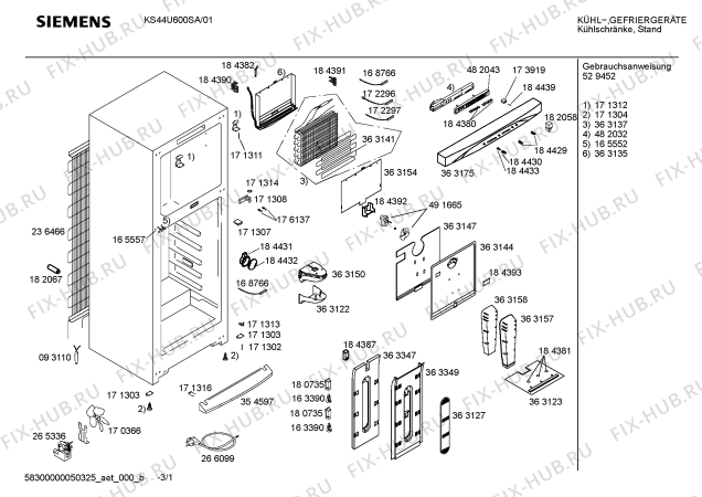Схема №2 KS44U600SA с изображением Инструкция по эксплуатации для холодильной камеры Siemens 00529452