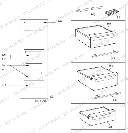 Взрыв-схема холодильника Electrolux EU2511C - Схема узла C10 Interior