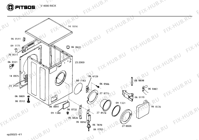Схема №1 V2900INOXGB с изображением Пружина для стиральной машины Bosch 00060487