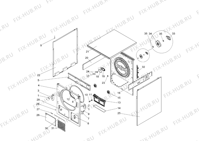 Взрыв-схема стиральной машины Aeg Electrolux LTHTK6501M - Схема узла Housing 001