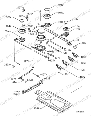 Взрыв-схема плиты (духовки) Electrolux EKG6700 - Схема узла Functional parts 267