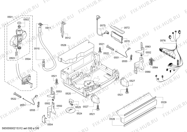 Взрыв-схема посудомоечной машины Bosch SMS50M22AU Serie 6, Super Silence - tp3 - Схема узла 05