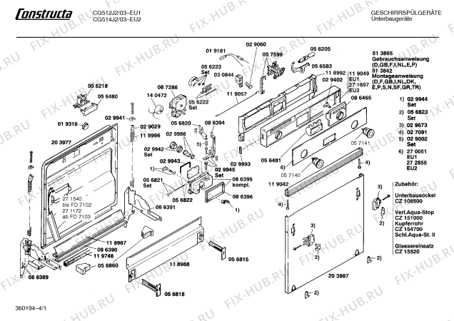 Схема №3 CG514J2 с изображением Панель для посудомойки Bosch 00272855
