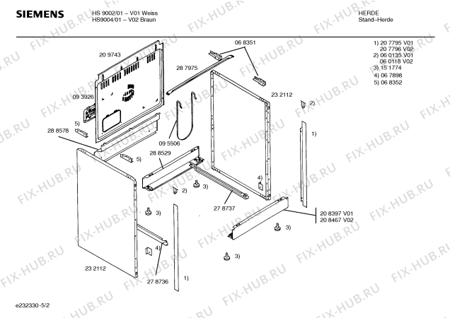 Взрыв-схема плиты (духовки) Siemens HS9004 - Схема узла 02