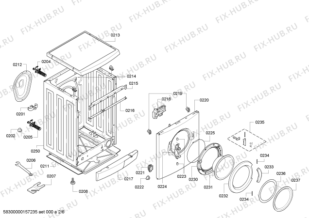 Взрыв-схема стиральной машины Bosch WAE24196 Maxx 6 VarioPerfect - Схема узла 02