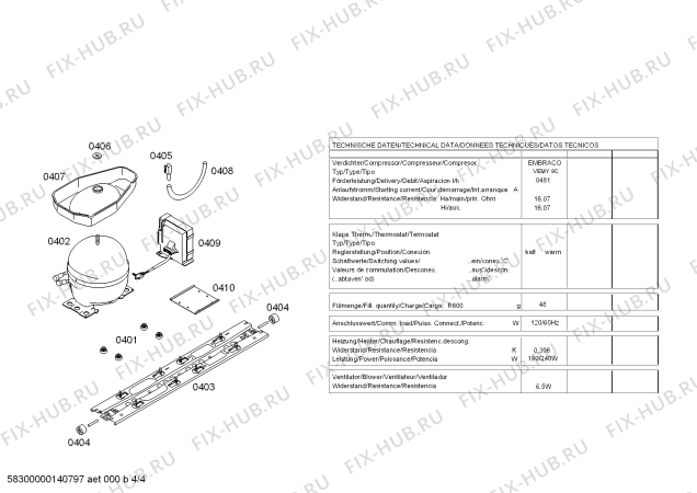 Взрыв-схема холодильника Bosch KDN40A74MX - Схема узла 04