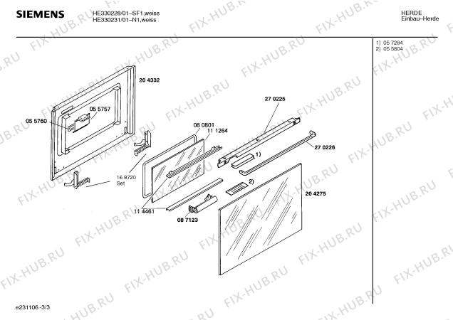 Схема №1 HE330228 с изображением Панель для плиты (духовки) Siemens 00270300