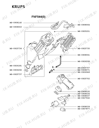 Взрыв-схема кофеварки (кофемашины) Krups FNF544(0) - Схема узла RP002591.1P6