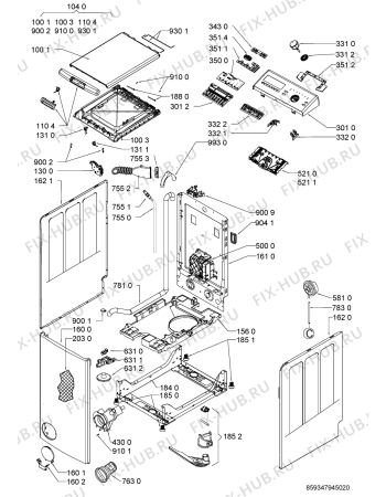 Схема №1 AWE6120D с изображением Модуль (плата) для стиралки Whirlpool 481010526775