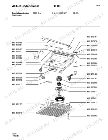 Схема №1 1005 D-W/EU с изображением Крышечка для электровытяжки Aeg 8996600134986