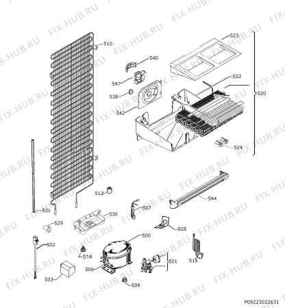 Взрыв-схема холодильника Aeg ABB8121VNF - Схема узла Cooling system 017