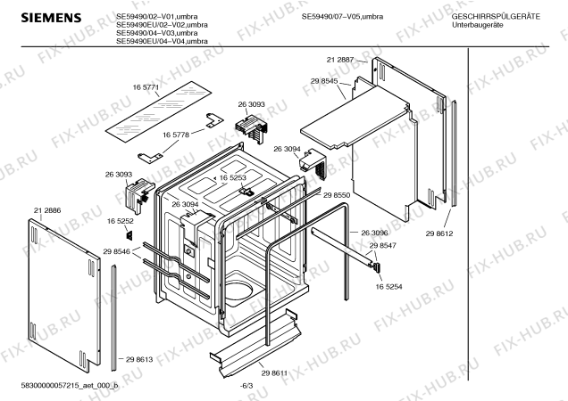 Взрыв-схема посудомоечной машины Siemens SE59490 - Схема узла 03