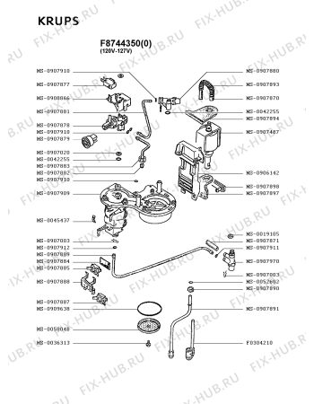 Взрыв-схема кофеварки (кофемашины) Krups F8744350(0) - Схема узла OP001852.8P5