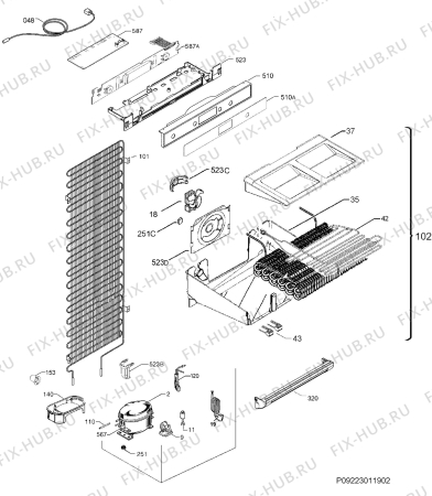 Взрыв-схема холодильника Electrolux EUN2243AOW - Схема узла Cooling system 017