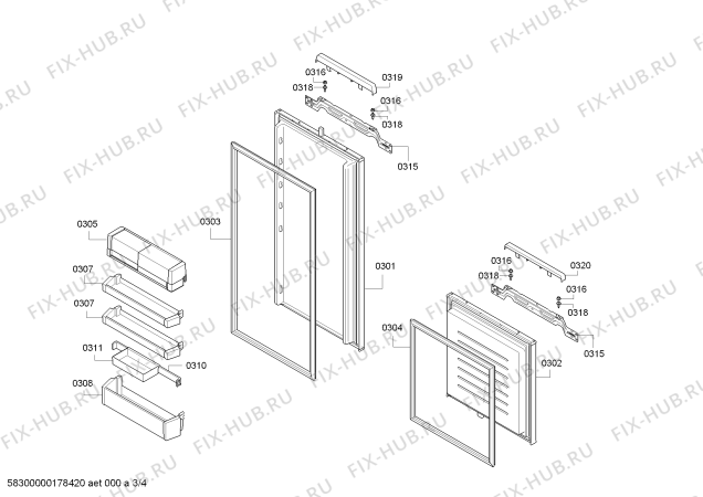 Взрыв-схема холодильника Siemens KI87SAF31C - Схема узла 03