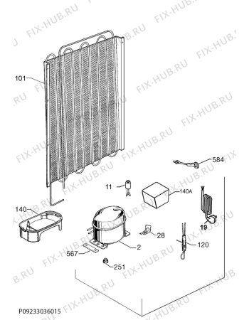Взрыв-схема холодильника Zanussi ZBA32050SA - Схема узла Cooling system 017