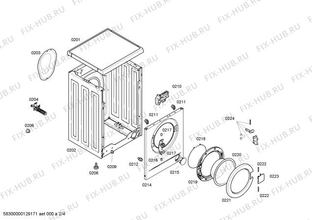 Схема №2 WAA24261II с изображением Панель управления для стиралки Bosch 00669333