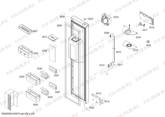 Взрыв-схема холодильника Bosch KAD62V401 Bosch - Схема узла 02