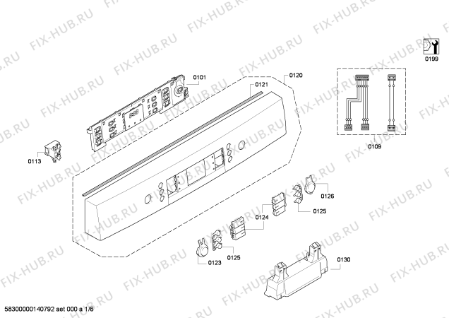 Схема №4 SMS63M02TC с изображением Передняя панель для посудомоечной машины Bosch 00675484